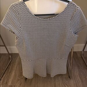 Banana Republic Black and White Peplum Short Sleeve Top